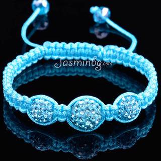 Луксозна гривна „Шамбала“ със сини кристали