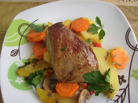 Агнешки дроб със зеленчуци