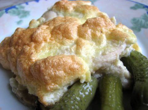 Пиле с кашкавал и гъби на фурна