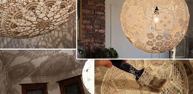 Лампа от старата дантелена покривка