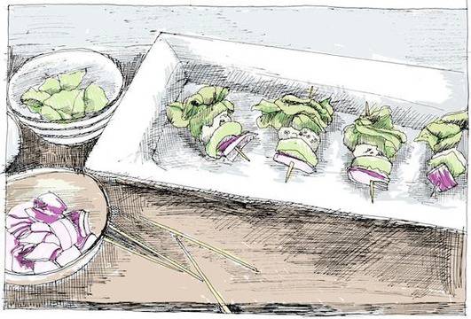 Гръцка салата на клечка за зъби