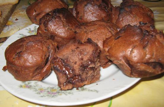 Мъфини с разтопен шоколад