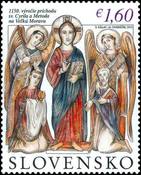 Беларус, България, Ватикана, Русия, Словакия и Чехия с марки за 1150г. от мисията във Велика Моравия