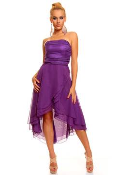 Официална лилава рокля без презрамки