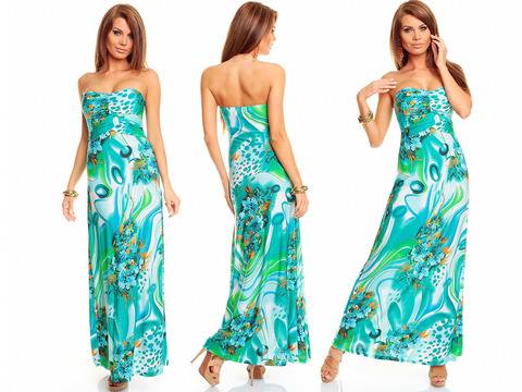 Дълга лятна рокля микс морски цветове