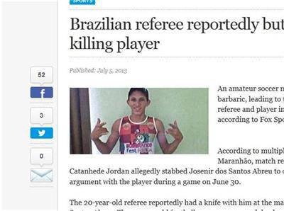 Съдия уби футболист в Бразилия, зрители го заклаха