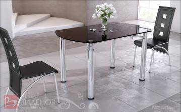 Стъклена трапезна маса Диона, черна /разтегателна/