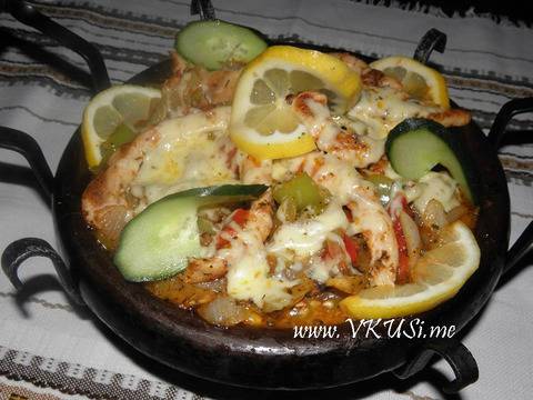 Пилешки сач със зеленчуци