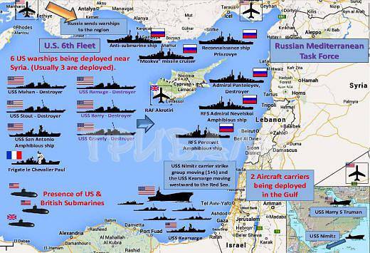 Вижте настръхналите бойни армади край бреговете на Сирия
