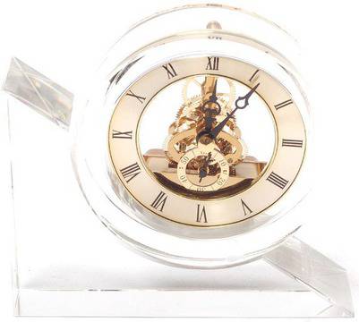 Атрактивен настолен часовник от кристално стъкло с кварцов механизъм