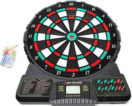 Комплект електронна дъска за дартс с 6 бр. стрели. Диаметър на дъската – 30 см.