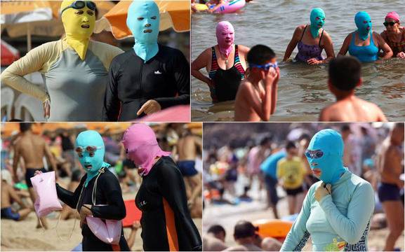 Супер модерно в Китай – на плаж със ски маска (снимки)
