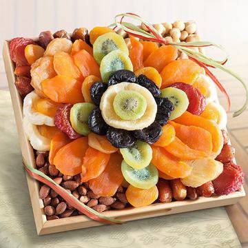 Tropical Flora Dried Fruit Tray Gift with Nuts