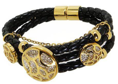 Атрактивна дамска гривна от висококачествена медицинска стомана 316L и еко-кожа