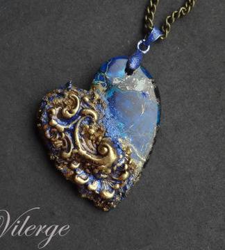 Колие от естествен камък и серия “Любов”, с ръчна декорация ВИЛЕРЖЕ©/ 1328