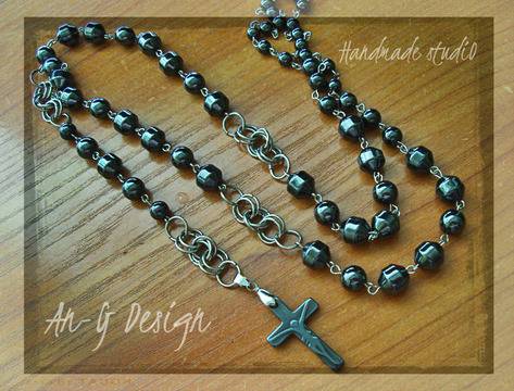 Мъжко колие броеница Hematite