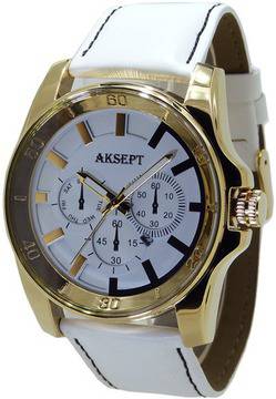 Мъжки аналогов часовник AKSEPT A-1104-1 с кварцов механизъм. Leather
