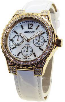 Дамски аналогов часовник AKSEPT A-1094-1 с кварцов механизъм. Leather