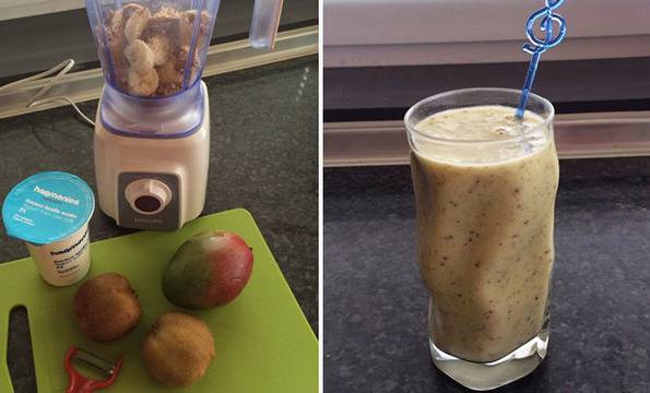 Шейк с кисело мляко и плодове