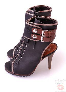 Miss Sixty отворени боти черно с кафяво