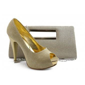 Комплект обувки и чанта МИ 1701-3 златно