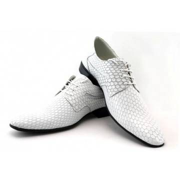 Мъжки елегантни обувки бели с връзки ЛД 600 бялоKP