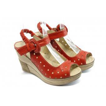 Дамски анатомични сандали на платформа НЛ 142-14287 червени