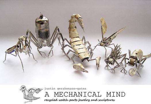 Невероятни механични създания от стари часовникови части