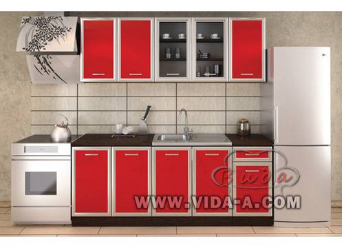 Кухненски комплект Регал – цвят червено гланц
