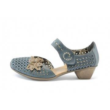 Дамски обувки на нисък ток сини с перфорация Rieker 49759СИНKP