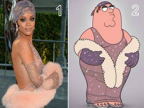 Питър Грифин от Family Guy облече „голата“ рокля на Rihanna, стана нейна профилна снимка в Twitter