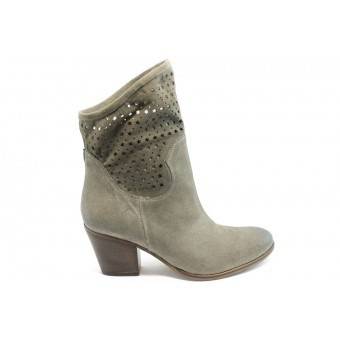 Дамски летни боти от естествен велур ГО 0304 таупе велур