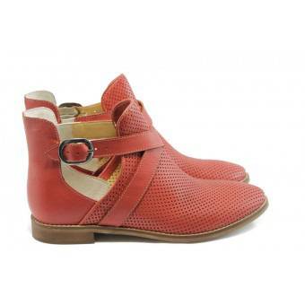 Дамски летни боти от естествена кожа ГО 0421 корал