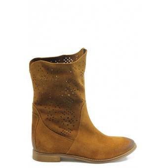 Дамски летни боти с перфорация ГО 0363 велур карамел