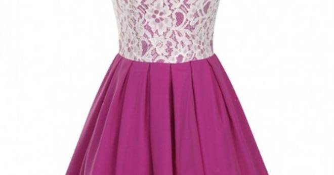 Бална Къса Виолетова Рокличка с Бяла Дантела