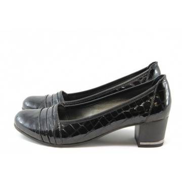 Дамски лачени обувки на среден ток МИ 1401 черноKP