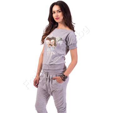 Дамско комплектче Чадърчета в сиво или черно