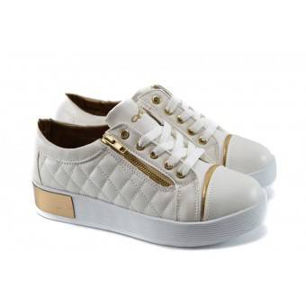 Дамски спортни обувки на платформа МИ 209 бели