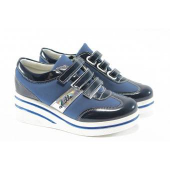 Дамски обувки на платформа с лепенки МИ 211 сини