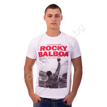 Мъжка тениска с червен надпис Rocky Balboa