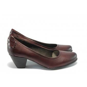 Немски обувки на ток естствена кожа Jana 22404Бордо