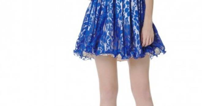 Дантелена Къса Официална Синя Рокля Гол Гръб