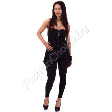 Елегантен гащеризон с набрано бюстие и камъни в два цвята