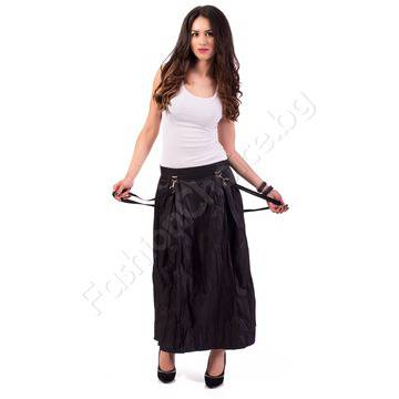 Дълга черна пола от тафта с намачкан ефект