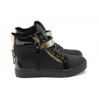Дамски високи кецове ФР К603 черни