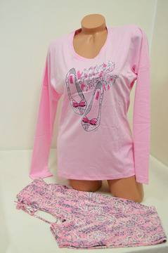 Розова пижама с дълъг панталон