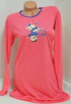 Нощница с дълъг ръкав в коралов цвят