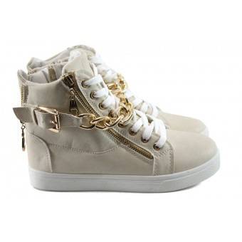 Дамски високи кецове ФР 168 бежови