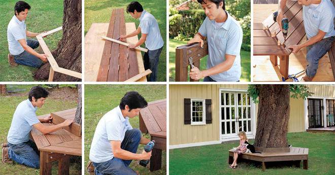 Направете си градинска пейка около дърво