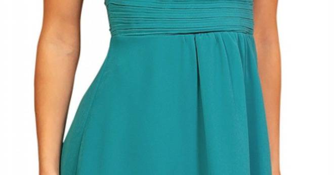 Елегантна Класическа Къса Светлосиня Рокля Тюркоаз